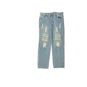 Falmer Heritage Distressed Straight  Women's size L Medium Blue Denim Jeans